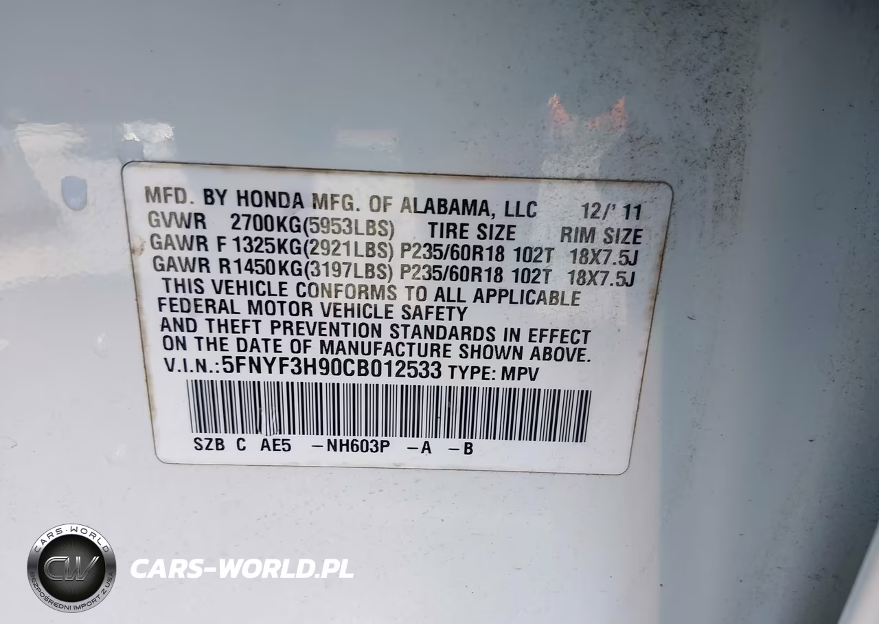 2012 Honda Pilot Touring VIN:5FNYF3H90CB012533 - 9