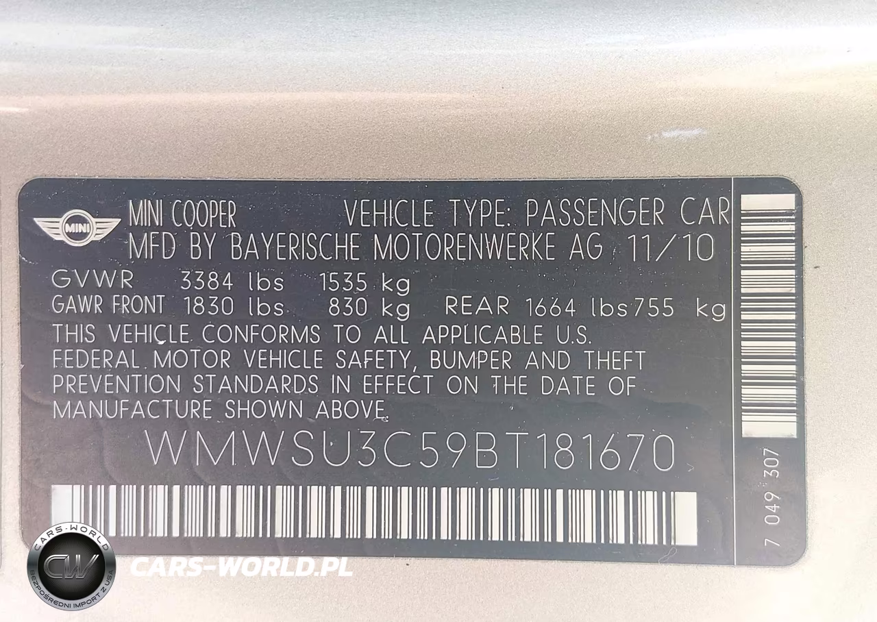2011 Mini Cooper VIN:WMWSU3C59BT181670 - 9