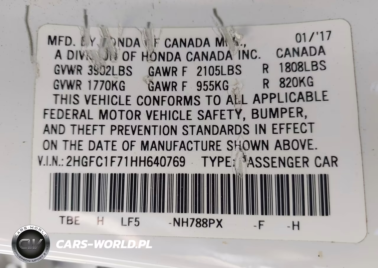 2017 Honda Civic Ex-L VIN:2HGFC1F71HH640769 - 9