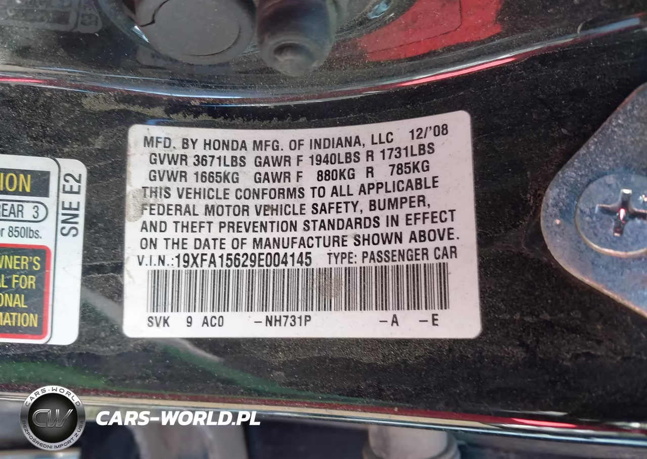 2009 Honda Civic Lx-S VIN:19XFA15629E004145 - 9
