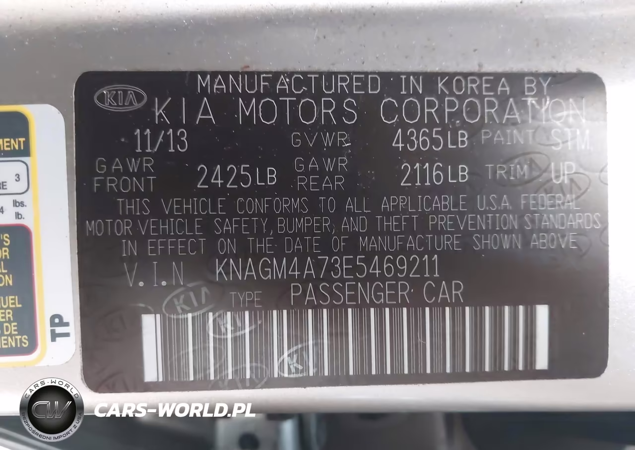 2014 Kia Optima Lx VIN:KNAGM4A73E5469211 - 9
