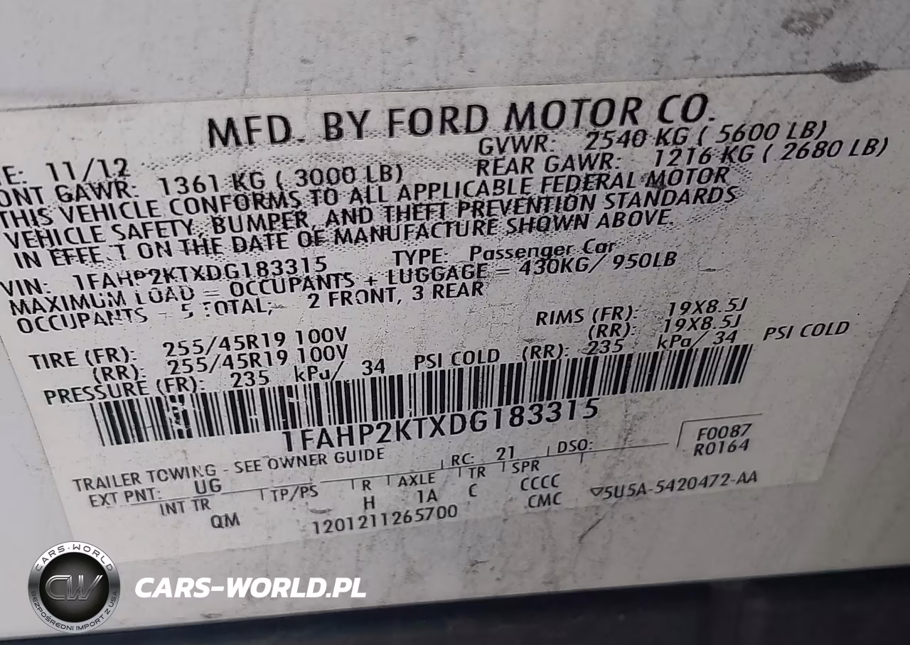 2013 Ford Taurus Sho VIN:1FAHP2KTXDG183315 - 9