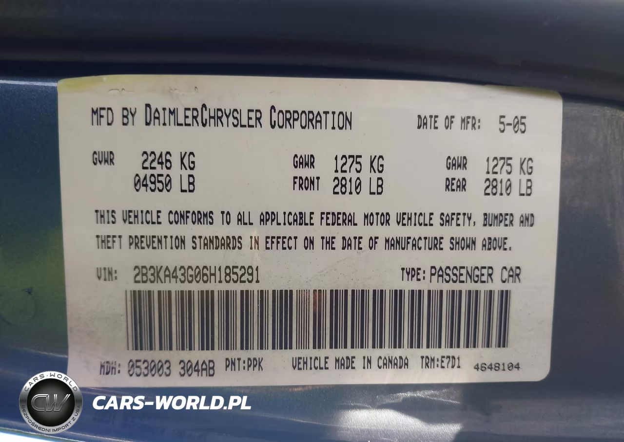 2006 Dodge Charger VIN:2B3KA43G06H185291 - 9