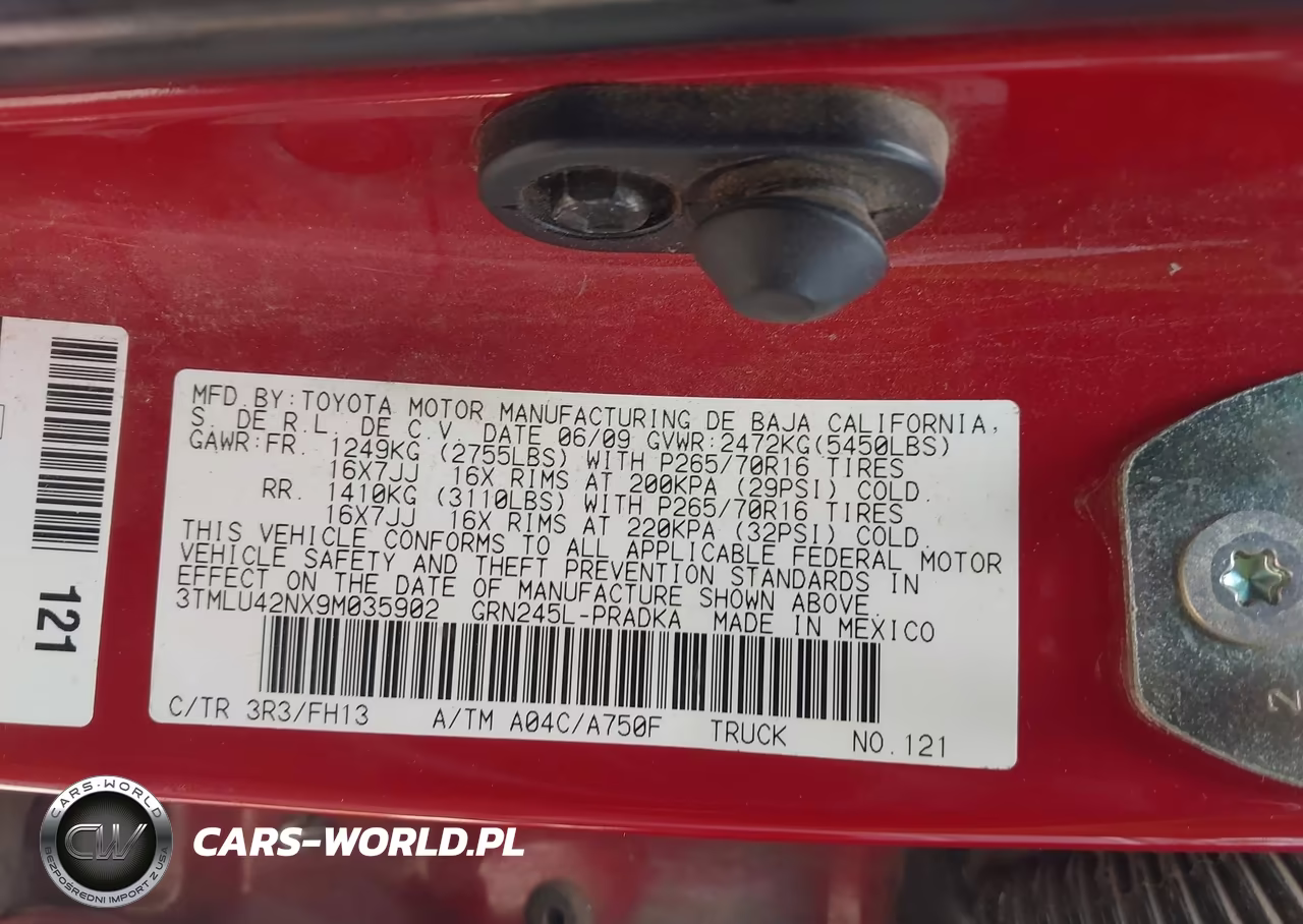 2009 Toyota Tacoma Base V6 VIN:3TMLU42NX9M035902 - 9