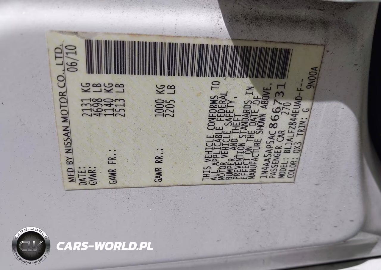 2010 Nissan Maxima 3.5 Sv VIN:1N4AA5AP5AC866731 - 9