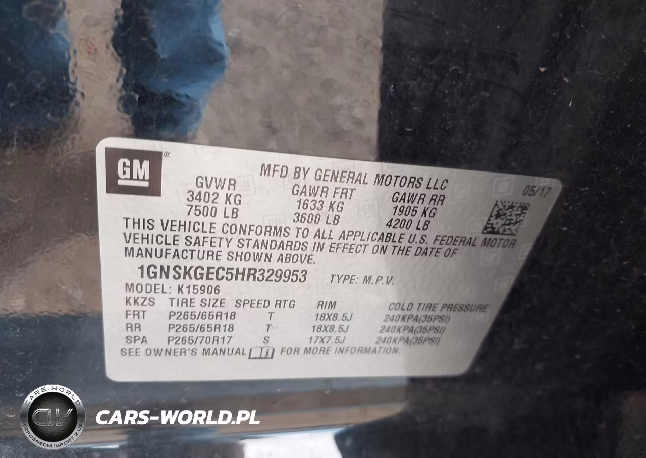 2017 Chevrolet Suburban Ls VIN:1GNSKGEC5HR329953 - 9