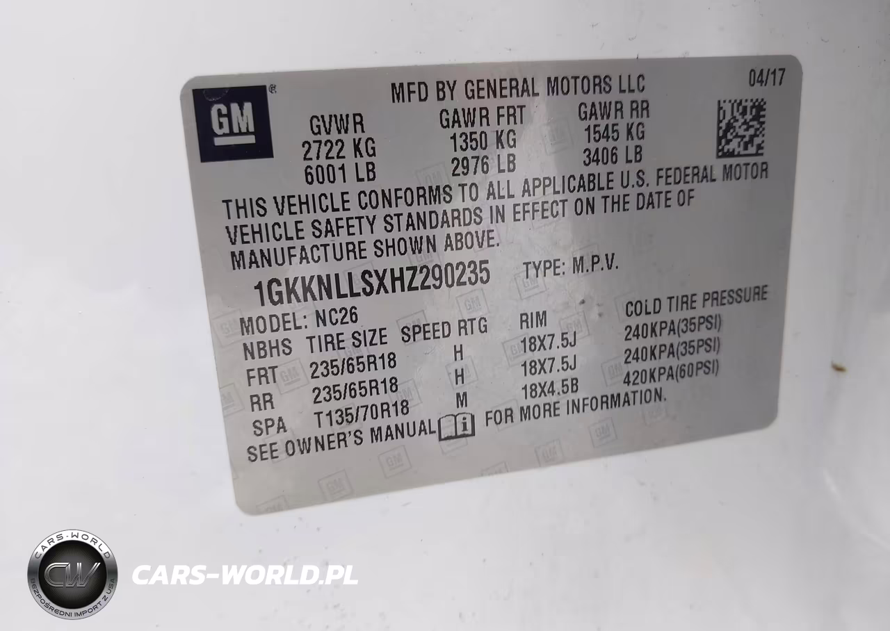 2017 GMC Acadia Sle-2 VIN:1GKKNLLSXHZ290235 - 9