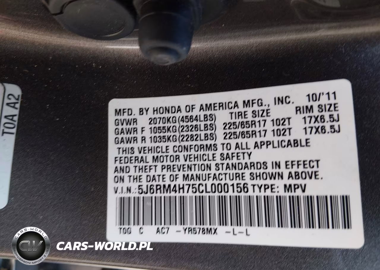 2012 Honda Cr-V Ex-L VIN:5J6RM4H75CL000156 - 9