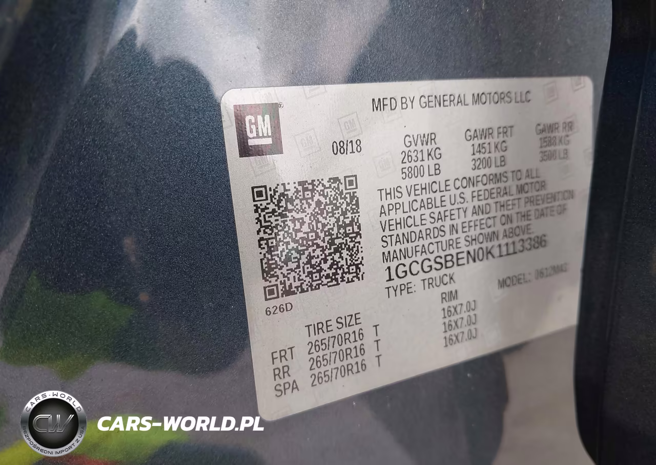 2019 Chevrolet Colorado Wt VIN:1GCGSBEN0K1113386 - 9