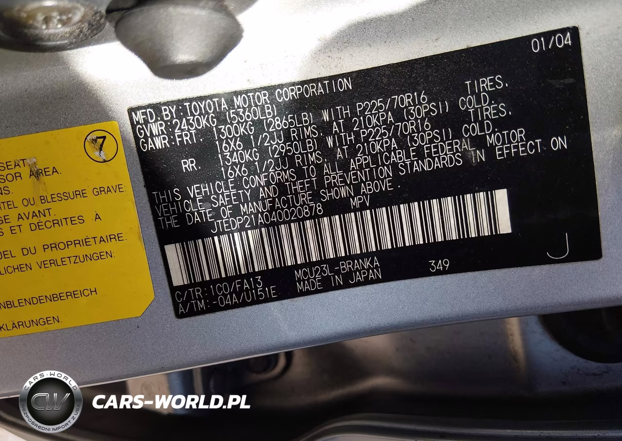 2004 Toyota Highlander V6 VIN:JTEDP21A040020878 - 9