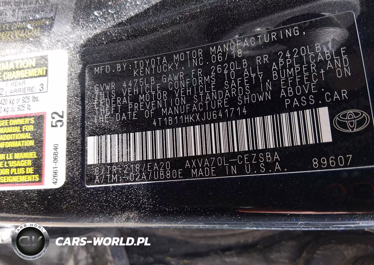 2018 Toyota Camry Se VIN:4T1B11HKXJU641714 - 9