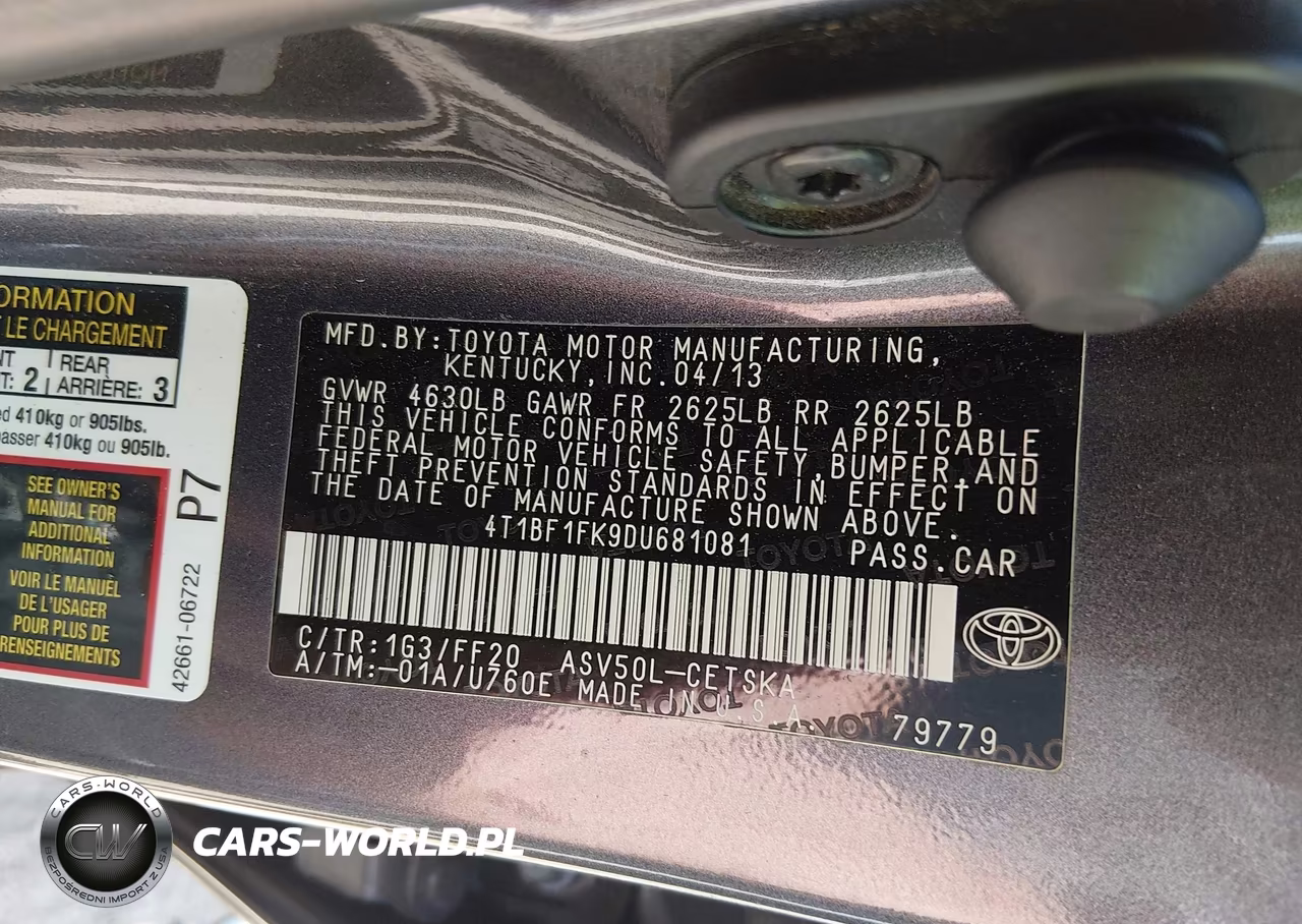 2013 Toyota Camry Se VIN:4T1BF1FK9DU681081 - 9