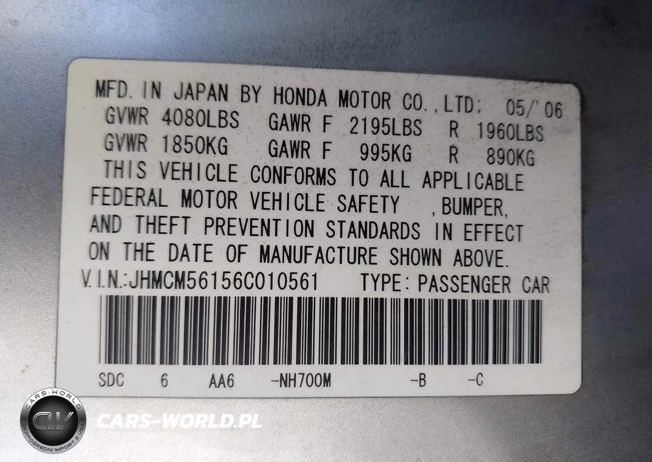 2006 Honda Accord 2.4 Vp VIN:JHMCM56156C010561 - 9