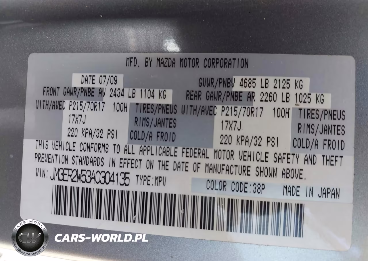 2010 Mazda Cx-7 I Sport VIN:JM3ER2W53A0304135 - 9