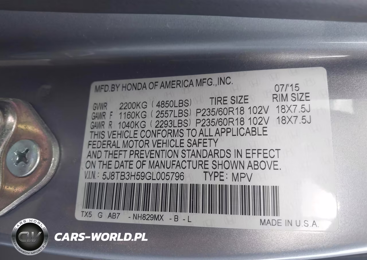 2016 Acura Rdx VIN:5J8TB3H59GL005796 - 9