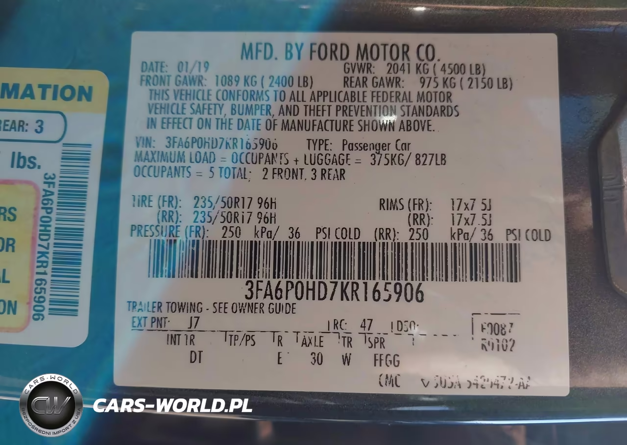 2019 Ford Fusion Se VIN:3FA6P0HD7KR165906 - 9