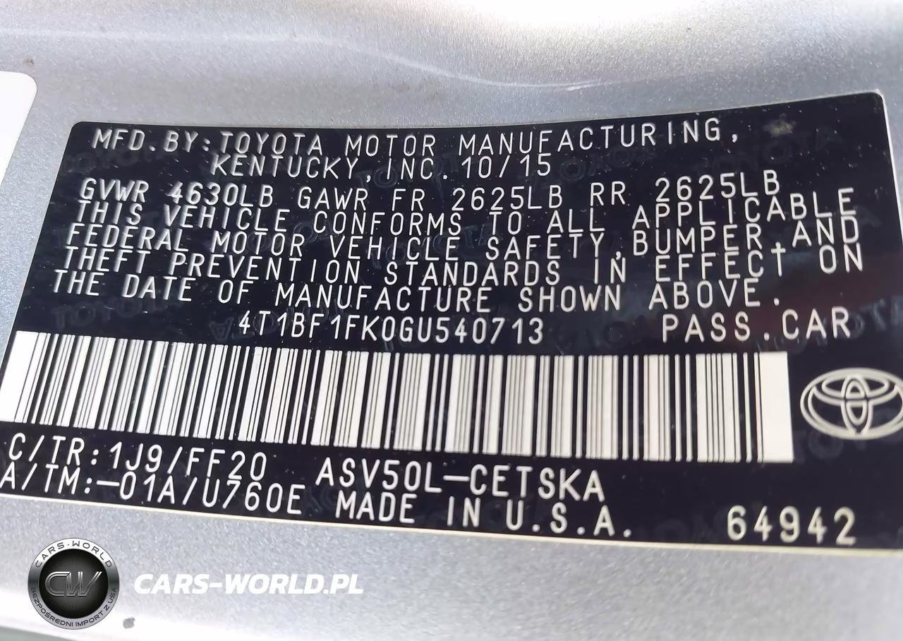 2016 Toyota Camry Se VIN:4T1BF1FK0GU540713 - 9