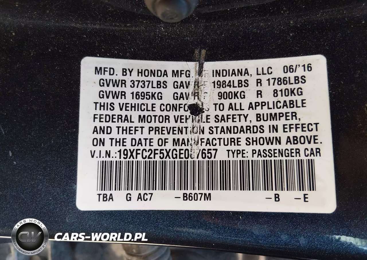 2016 Honda Civic Lx VIN:19XFC2F5XGE067657 - 9