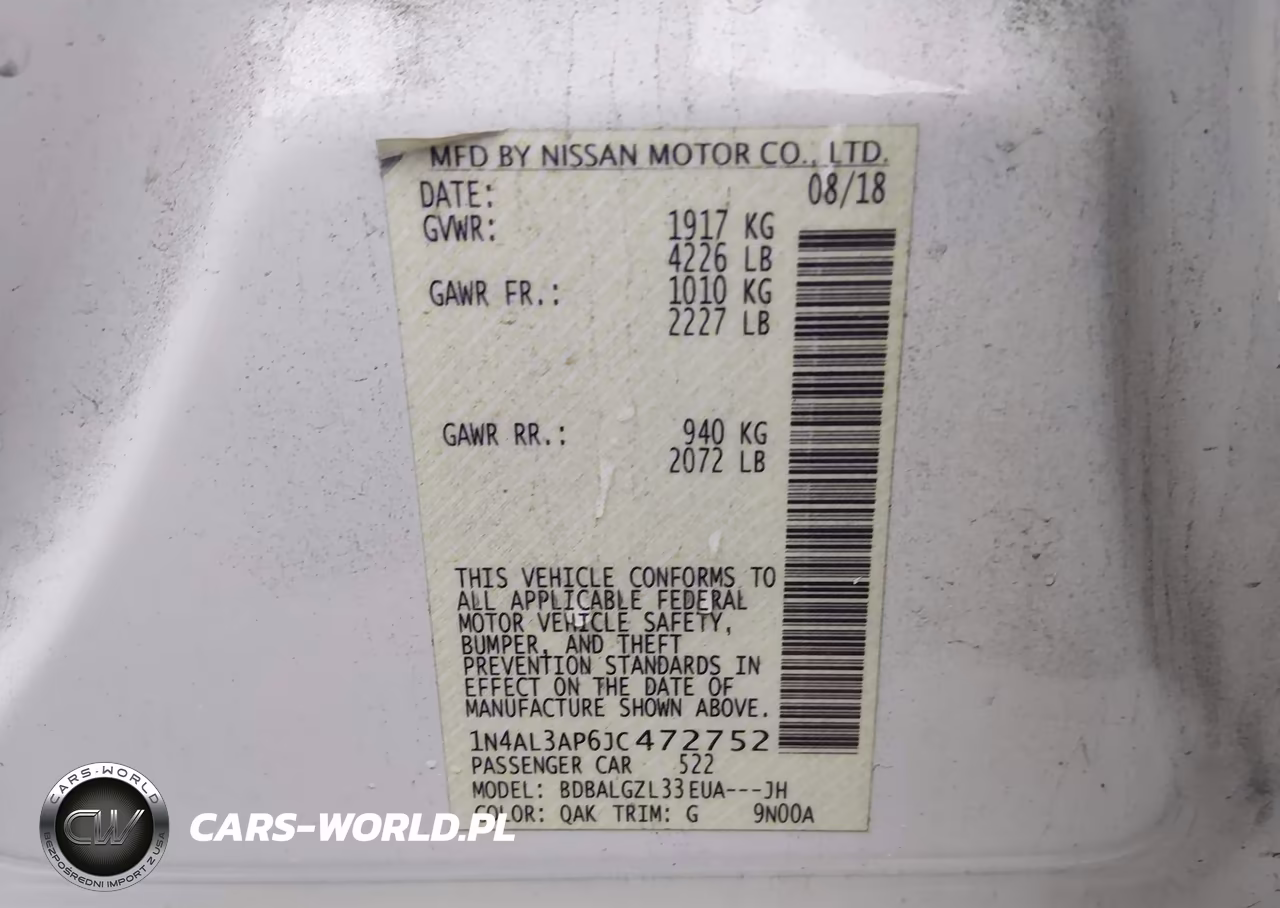 2018 Nissan Altima 2.5 S VIN:1N4AL3AP6JC472752 - 9