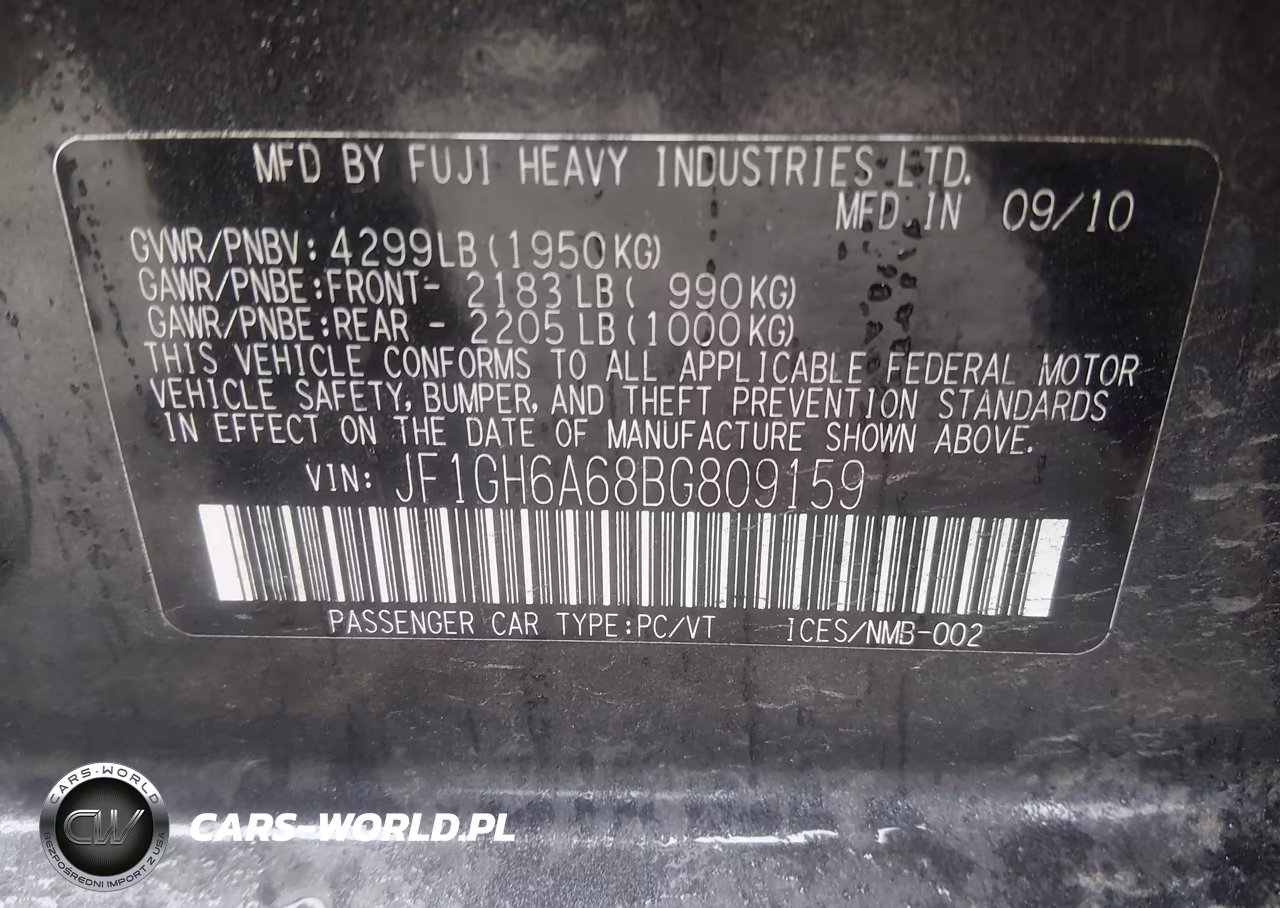 2011 Subaru Impreza 2.5I VIN:JF1GH6A68BG809159 - 9