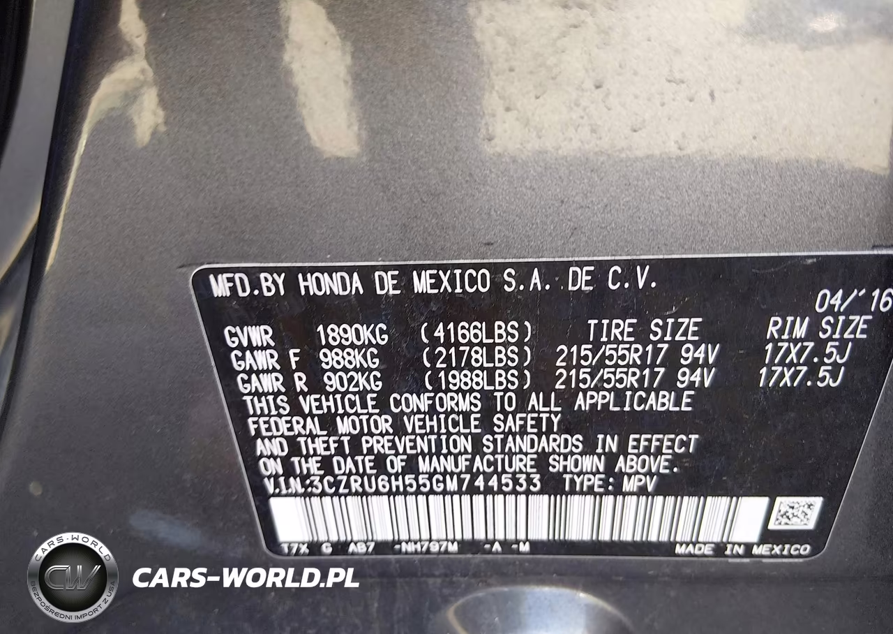 2016 Honda Hr-V Ex VIN:3CZRU6H55GM744533 - 9
