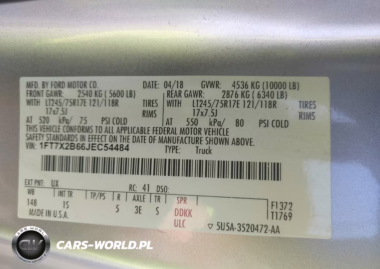 2018 Ford F-250 Xl VIN:1FT7X2B66JEC54484 - 9
