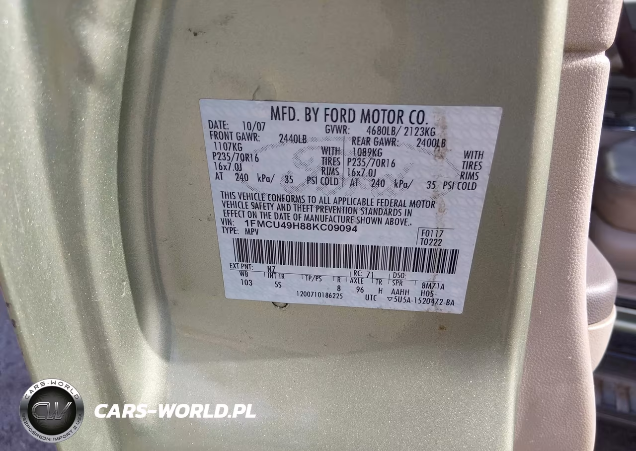 2008 Ford Escape Hybrid VIN:1FMCU49H88KC09094 - 9
