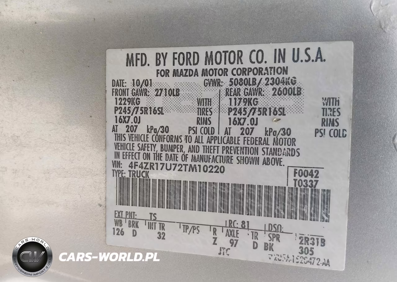 2002 Mazda B3000 VIN:4F4ZR17U72TM10220 - 9