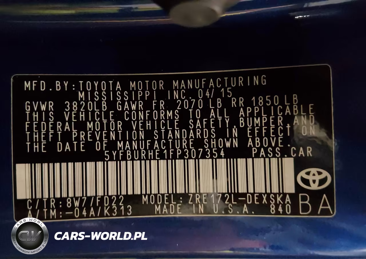 2015 Toyota Corolla S Plus VIN:5YFBURHE1FP307354 - 9