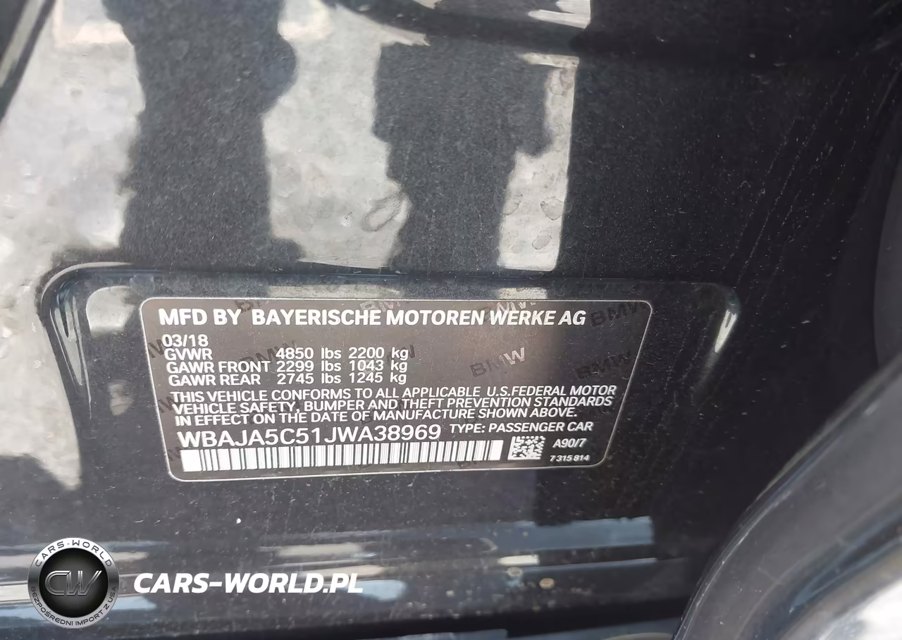 2018 BMW 530I VIN:WBAJA5C51JWA38969 - 9