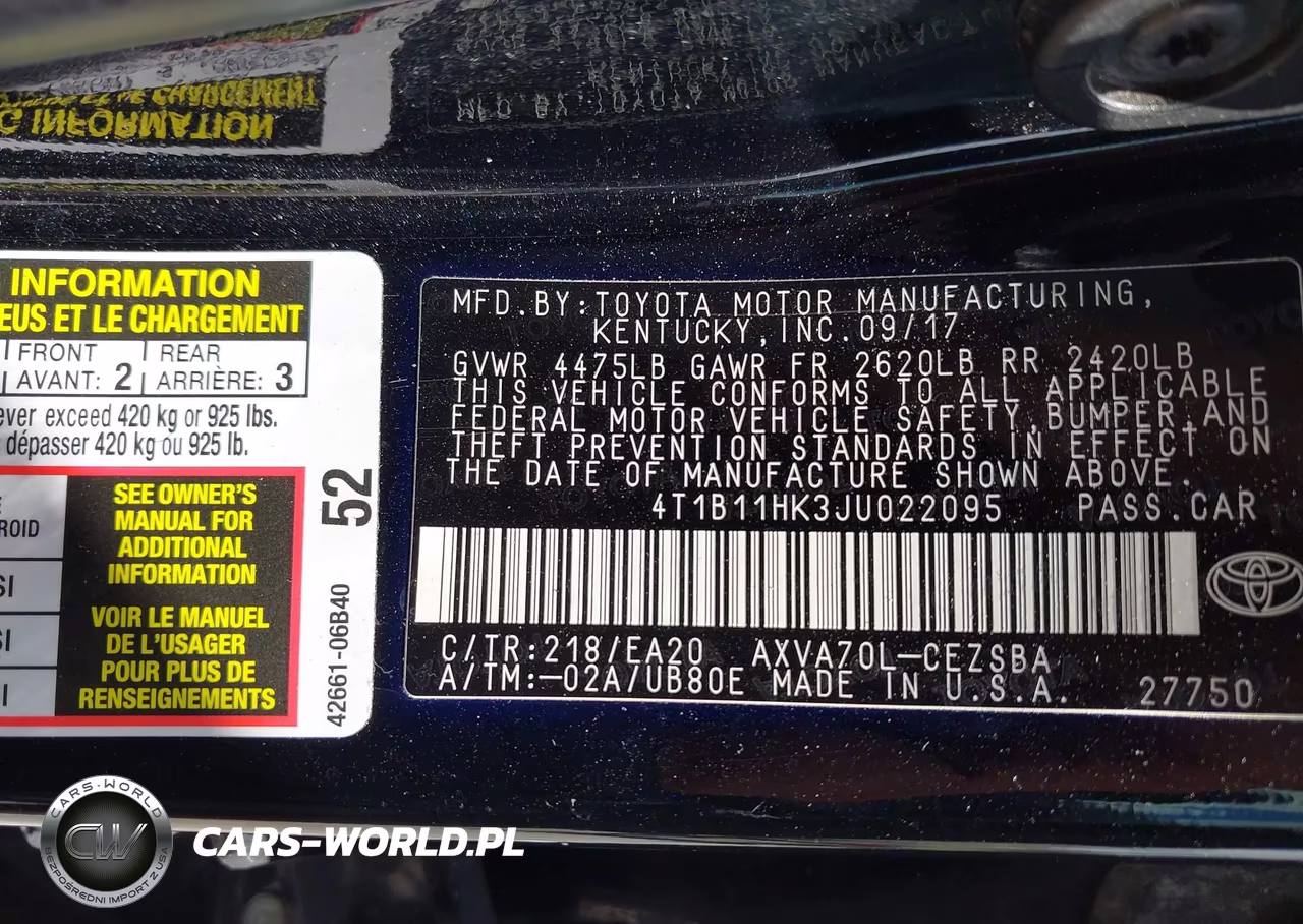 2018 Toyota Camry Se VIN:4T1B11HK3JU022095 - 9