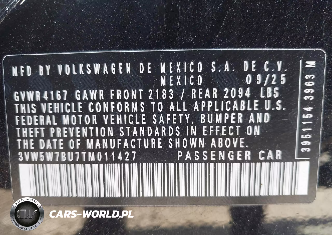 2026 Volkswagen Jetta S VIN:3VW5W7BU7TM011427 - 9