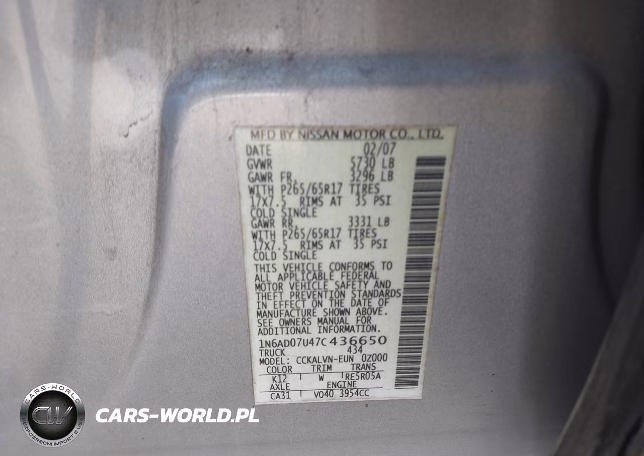 2007 Nissan Frontier Le VIN:1N6AD07U47C436650 - 9