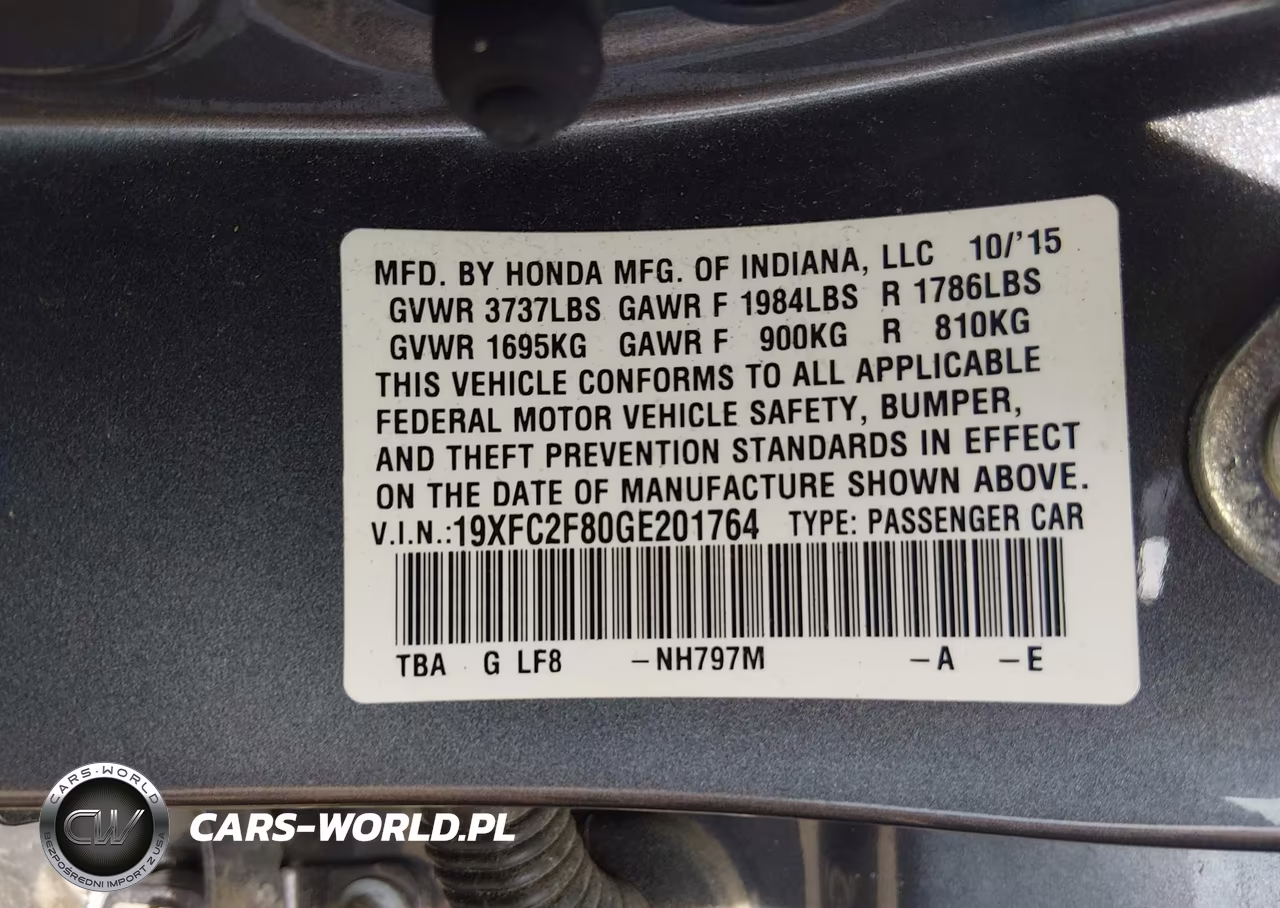 2016 Honda Civic Ex VIN:19XFC2F80GE201764 - 9