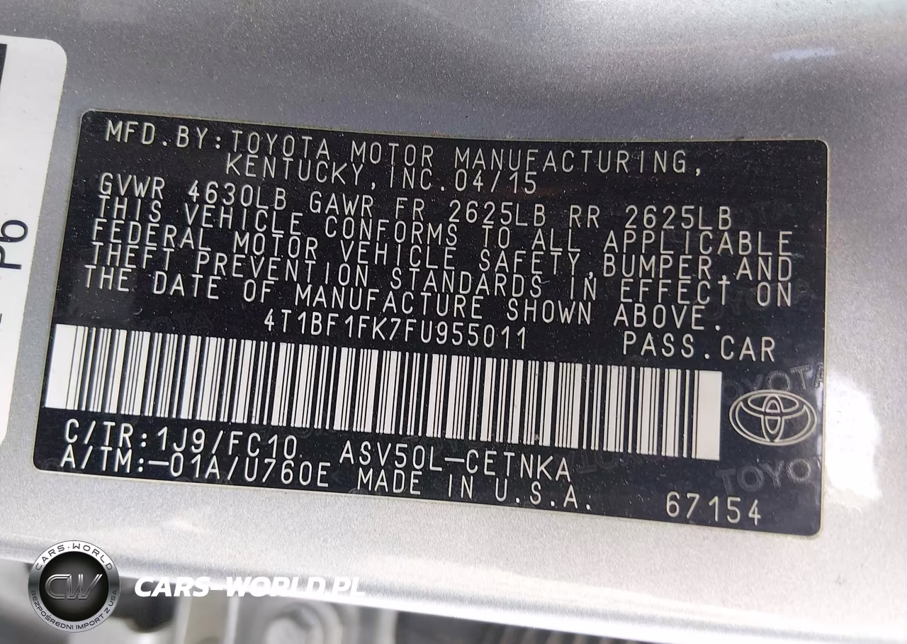 2015 Toyota Camry Le VIN:4T1BF1FK7FU955011 - 9