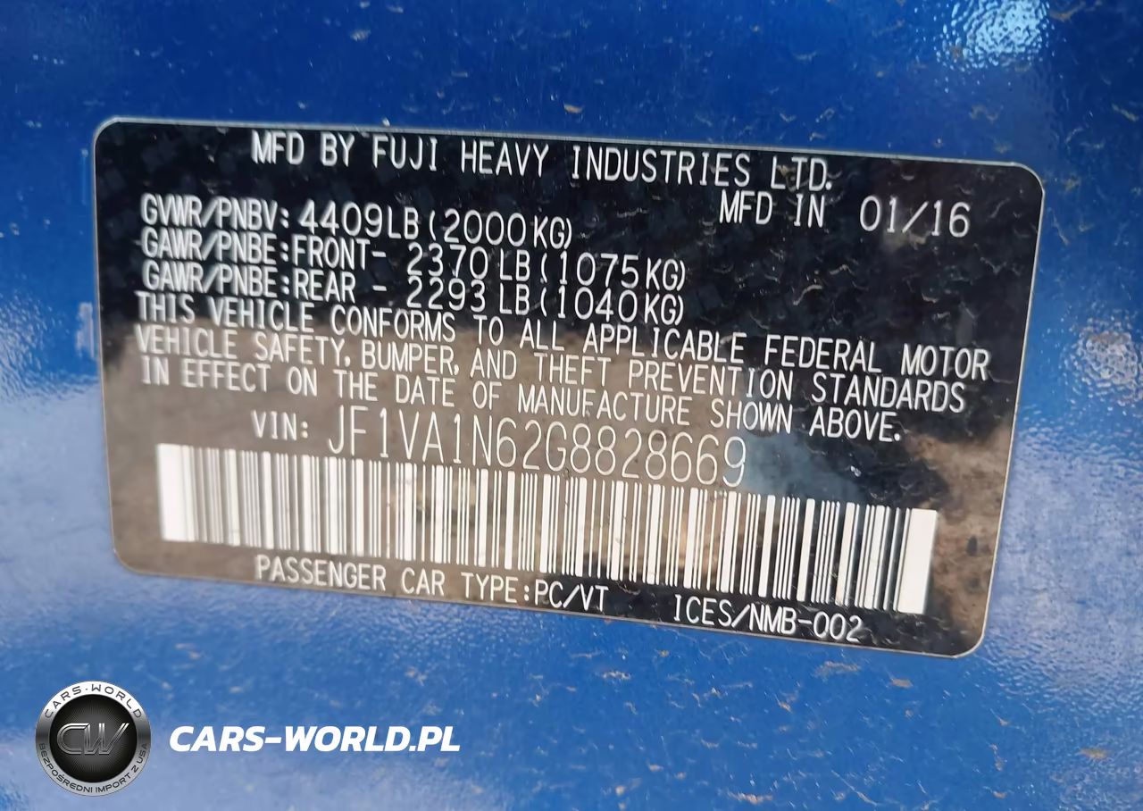 2016 Subaru Wrx Limited VIN:JF1VA1N62G8828669 - 9
