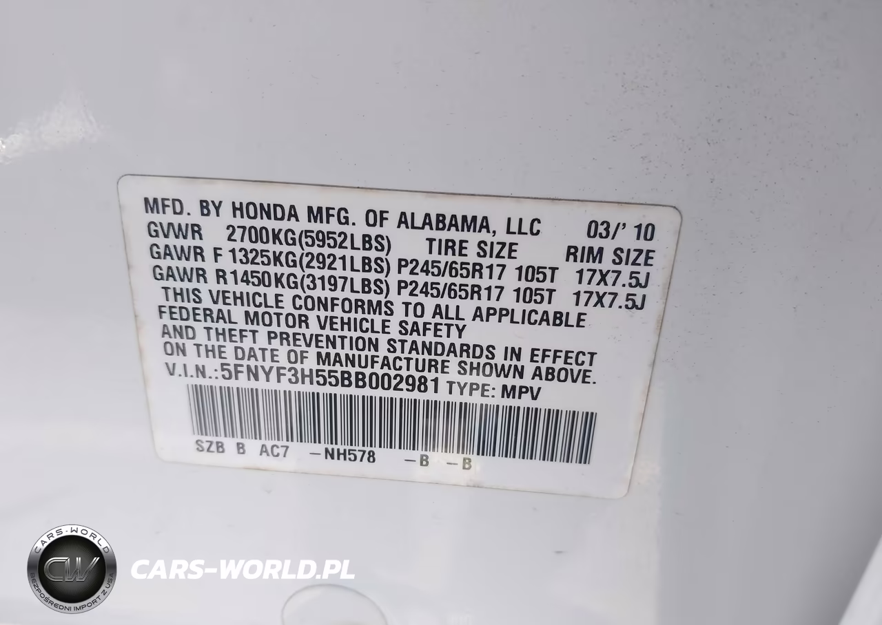2011 Honda Pilot Ex-L VIN:5FNYF3H55BB002981 - 9