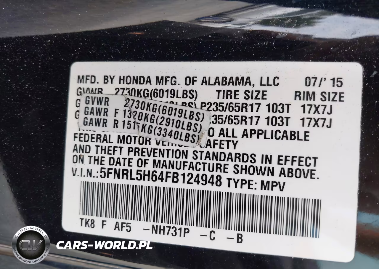 2015 Honda Odyssey Ex-L VIN:5FNRL5H64FB124948 - 9
