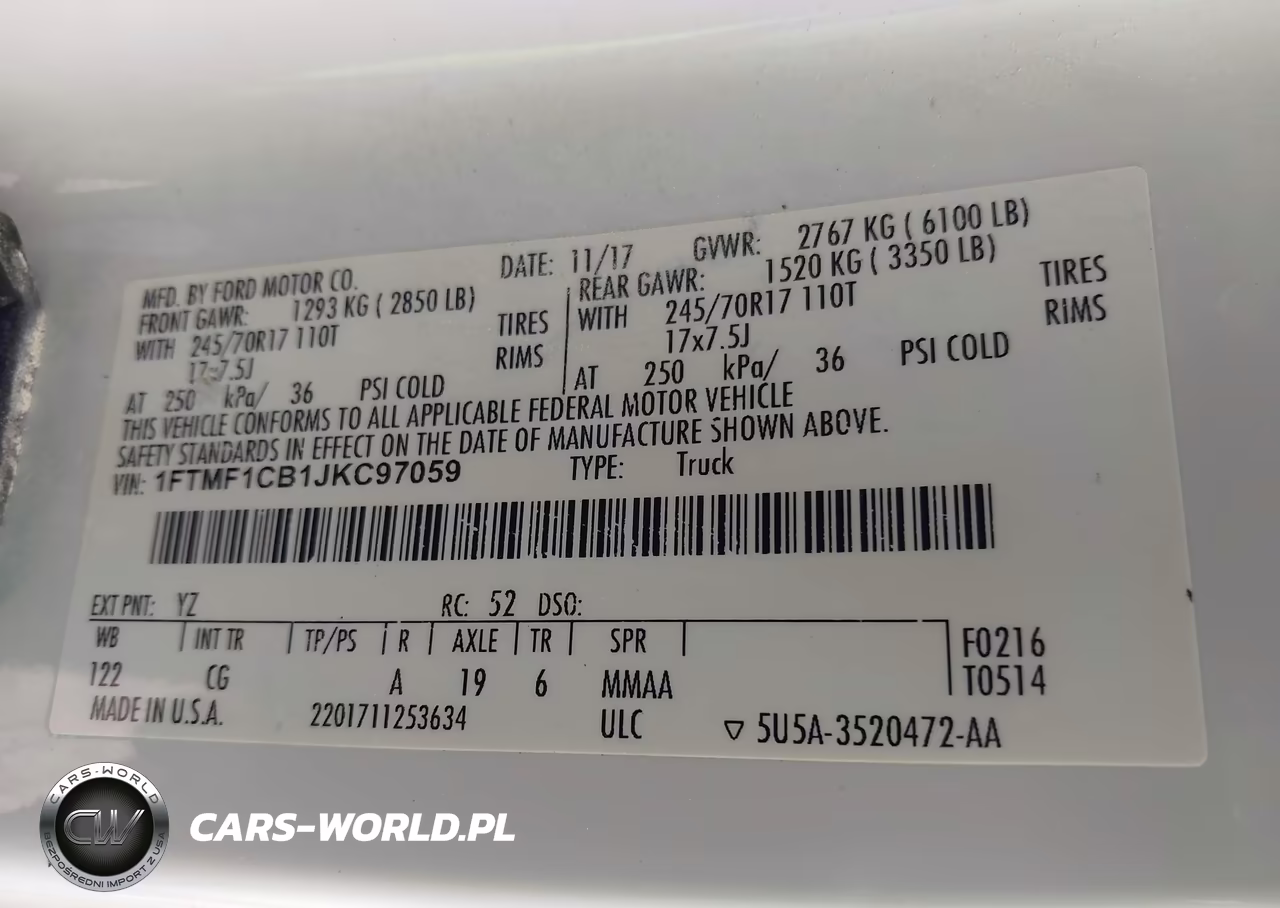 2018 Ford F-150 Xl VIN:1FTMF1CB1JKC97059 - 9