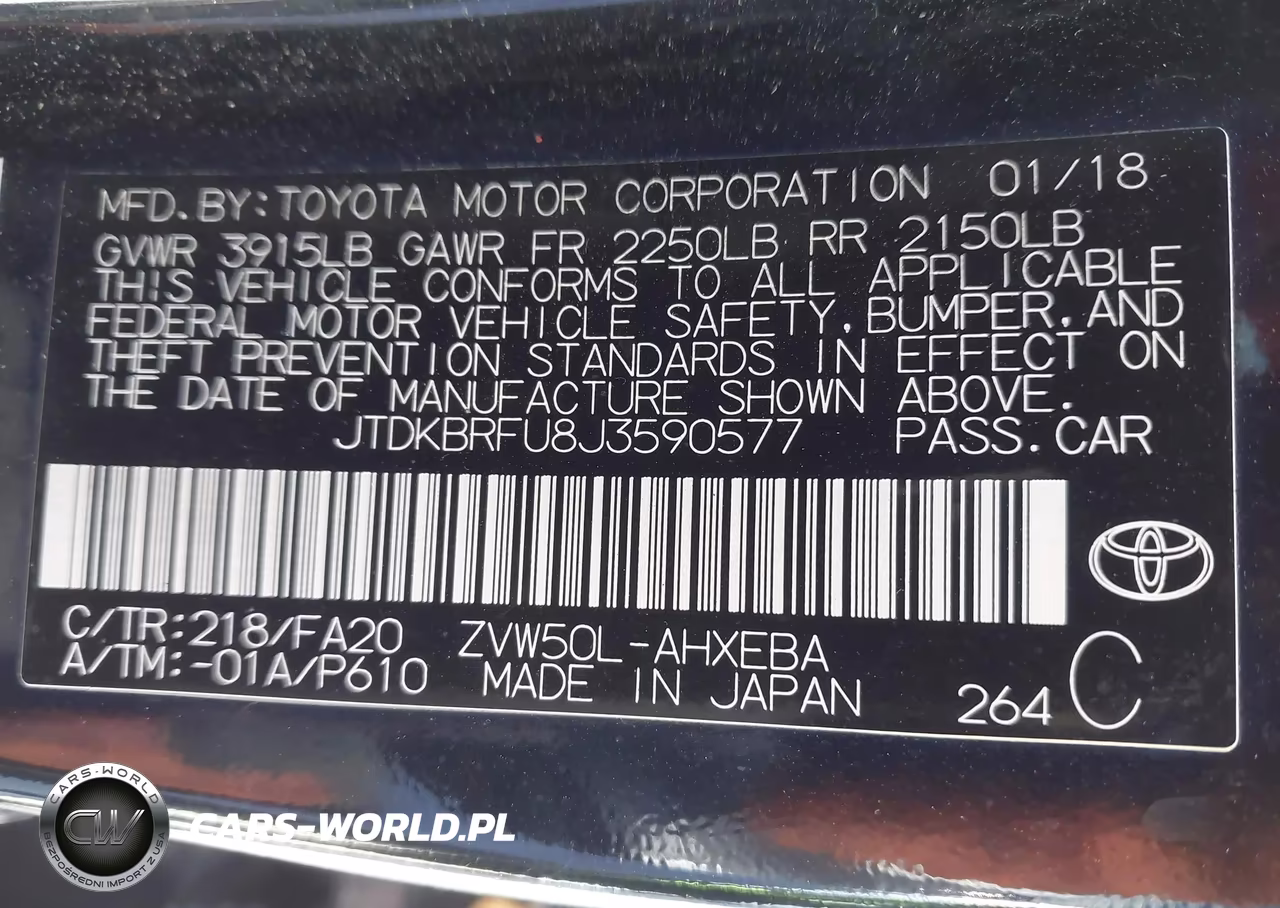 2018 Toyota Prius Two VIN:JTDKBRFU8J3590577 - 9