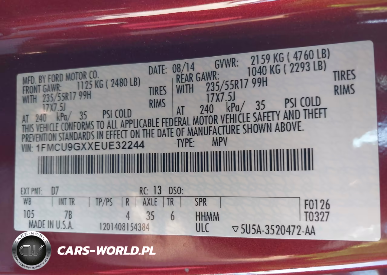 2014 Ford Escape Se VIN:1FMCU9GXXEUE32244 - 9