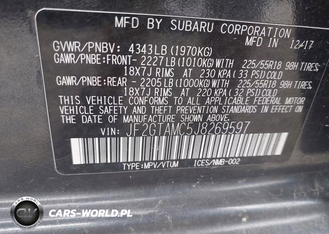 2018 Subaru Crosstrek 2.0I Limited VIN:JF2GTAMC5J8269597 - 9