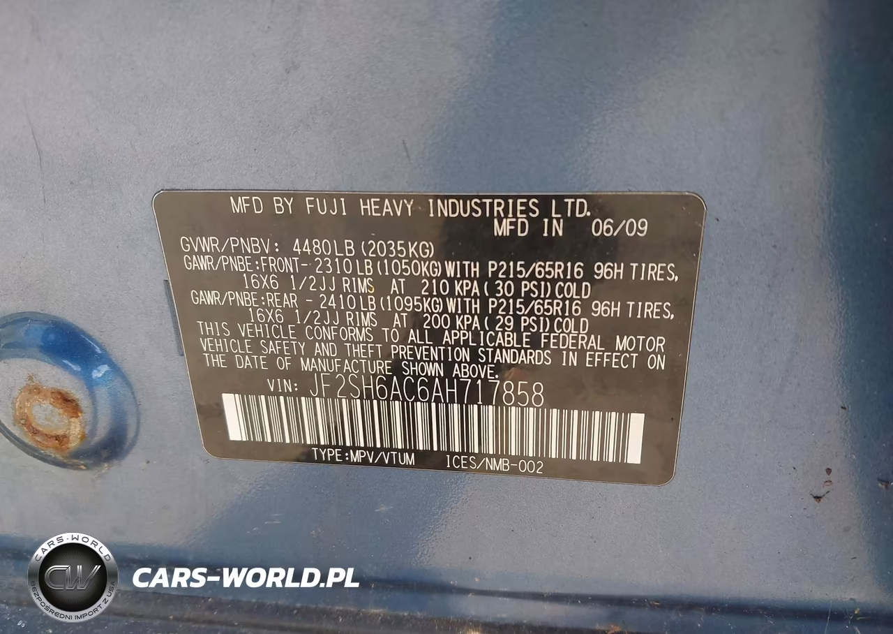 2010 Subaru Forester 2.5X VIN:JF2SH6AC6AH717858 - 9