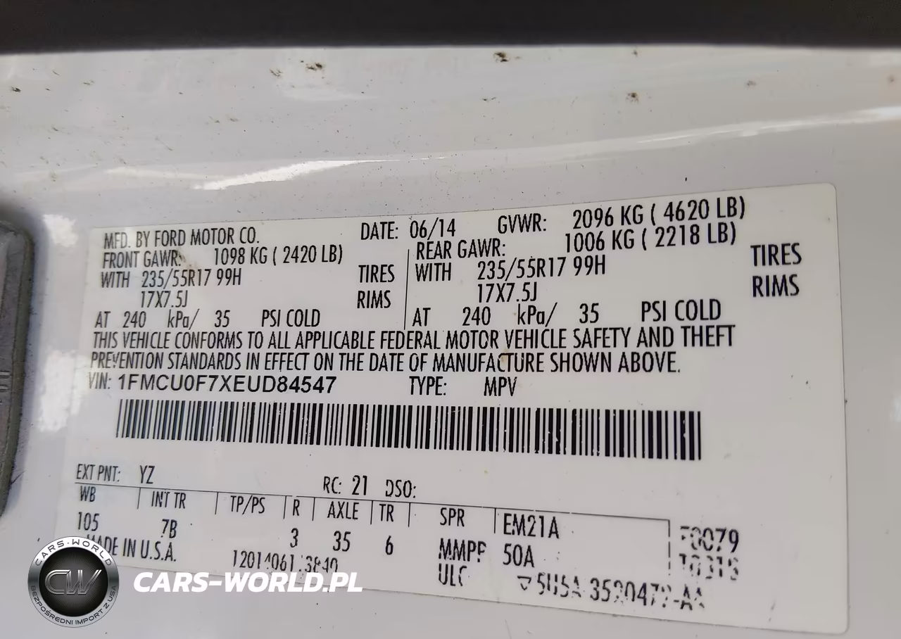 2014 Ford Escape S VIN:1FMCU0F7XEUD84547 - 9