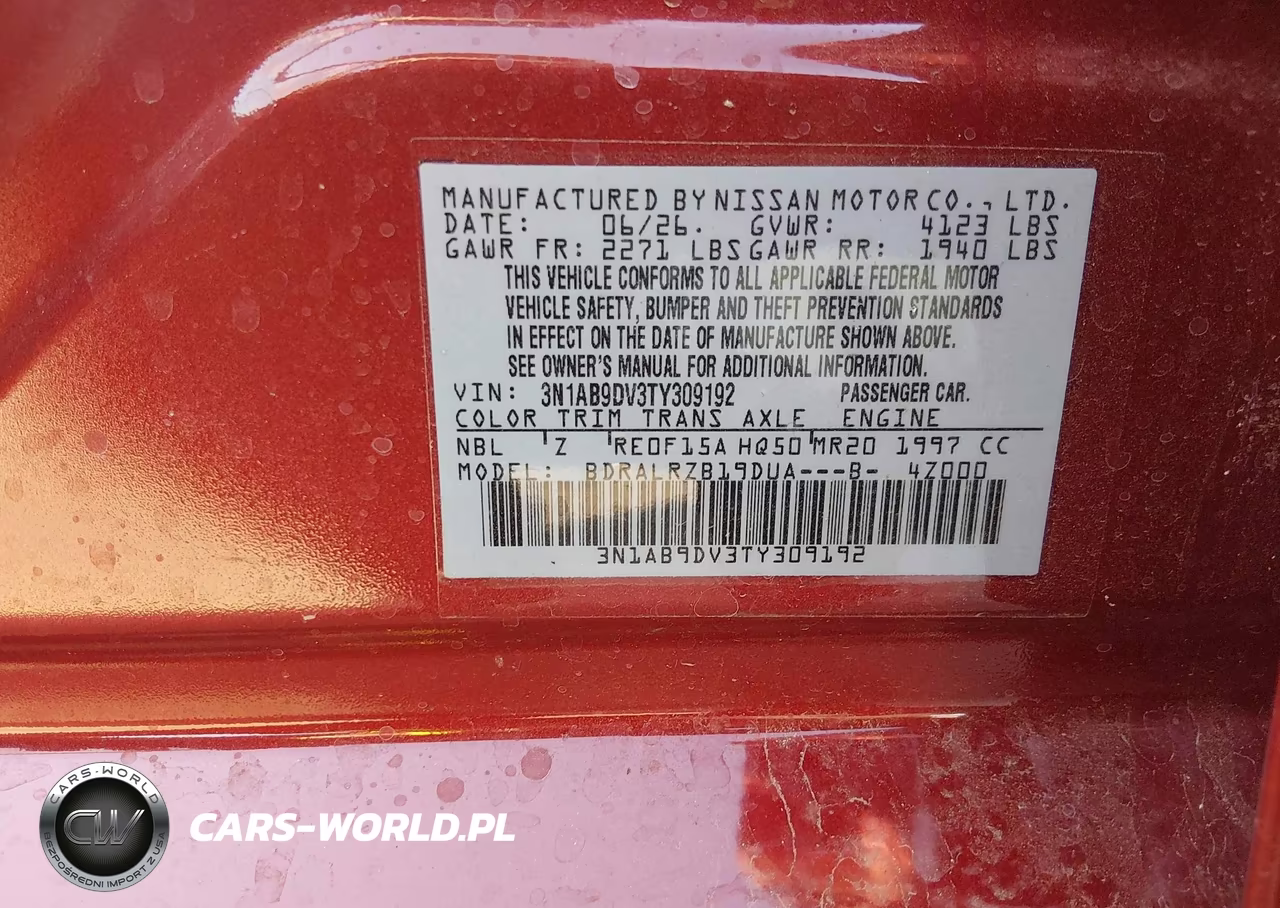 2026 Nissan Sentra Sr VIN:3N1AB9DV3TY309192 - 9