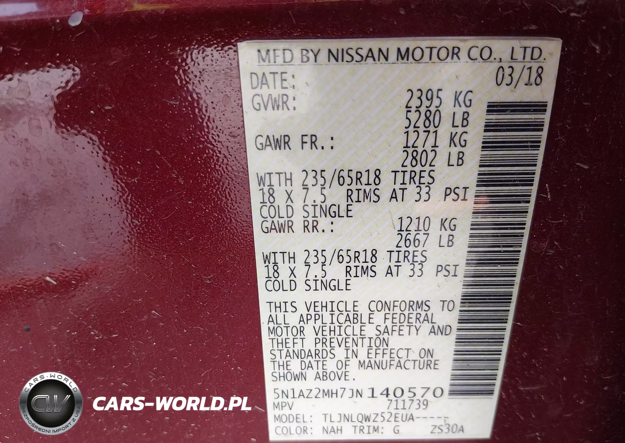 2018 Nissan Murano Sv VIN:5N1AZ2MH7JN140570 - 9