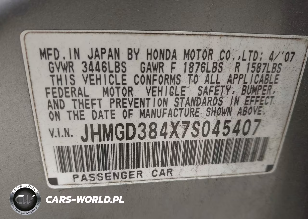 2007 Honda Fit VIN:JHMGD384X7S045407 - 9