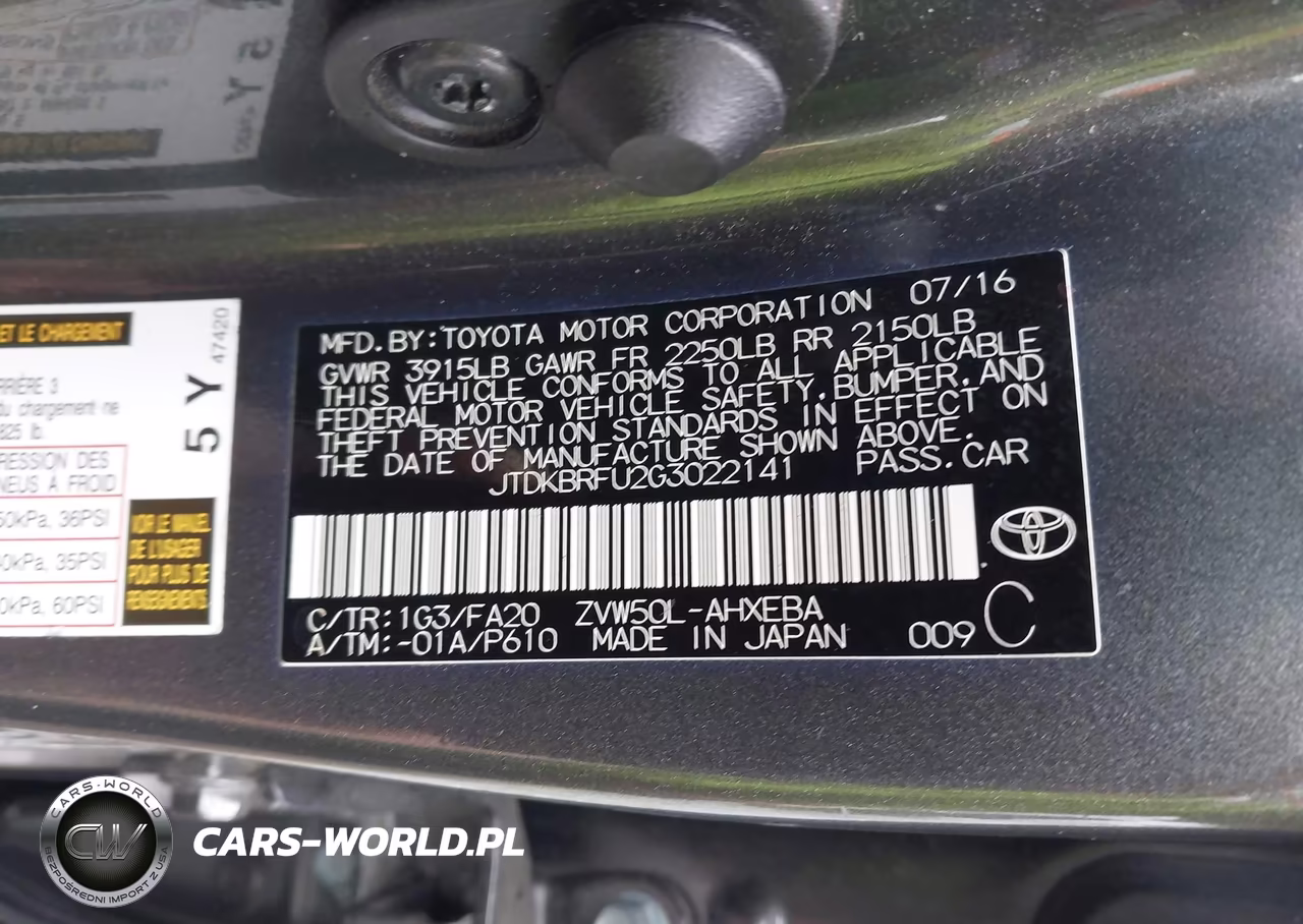 2016 Toyota Prius VIN:JTDKBRFU2G3022141 - 9