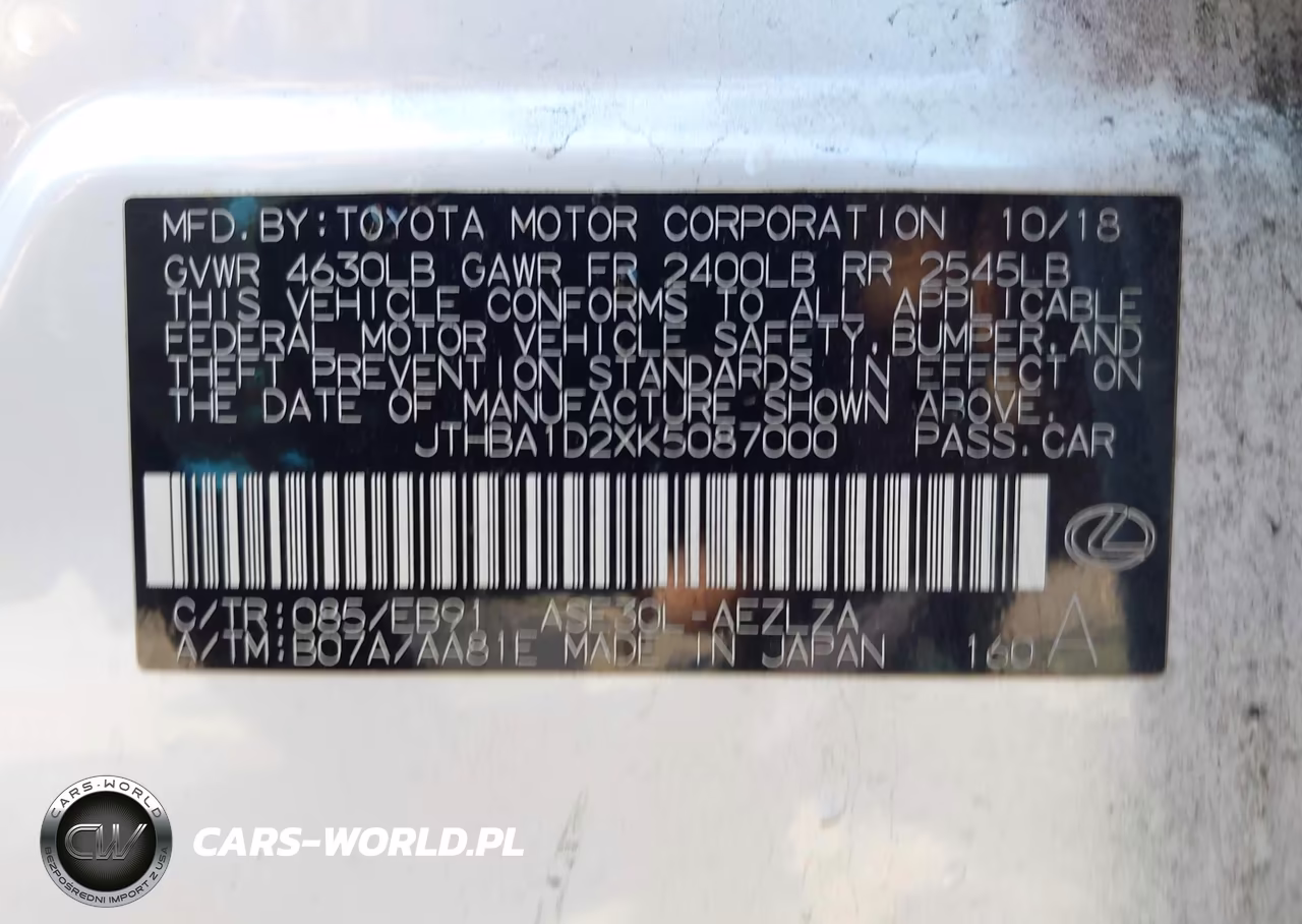 2019 Lexus Is 300 VIN:JTHBA1D2XK5087000 - 9