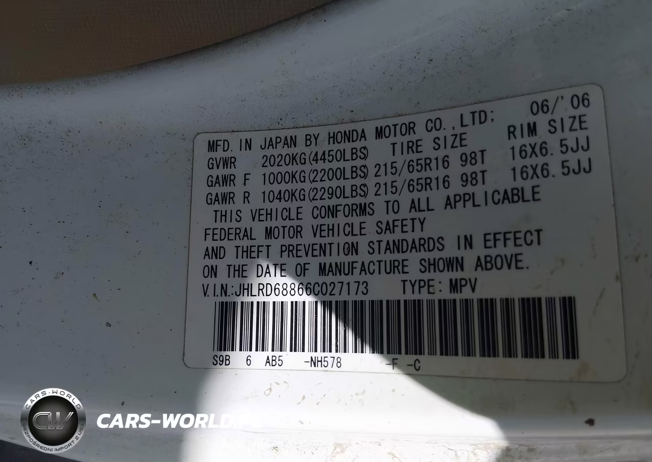 2006 Honda Cr-V Ex VIN:JHLRD68866C027173 - 9